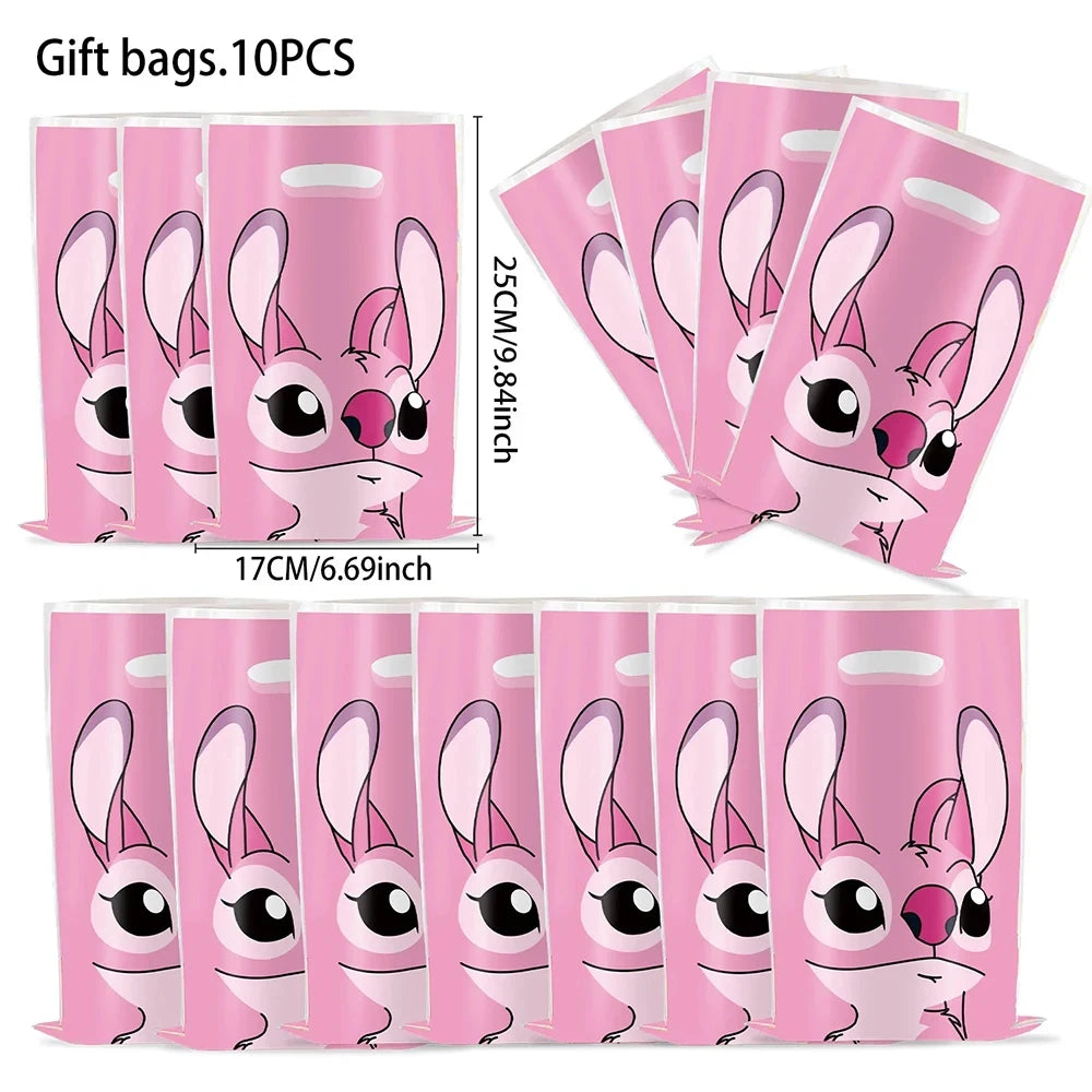 Lilo Stitch Party Gift Supplies Slapping Bracelets Reusable Drinking Straws Stamp face Stickers Bags Ring Kids Birthday Party