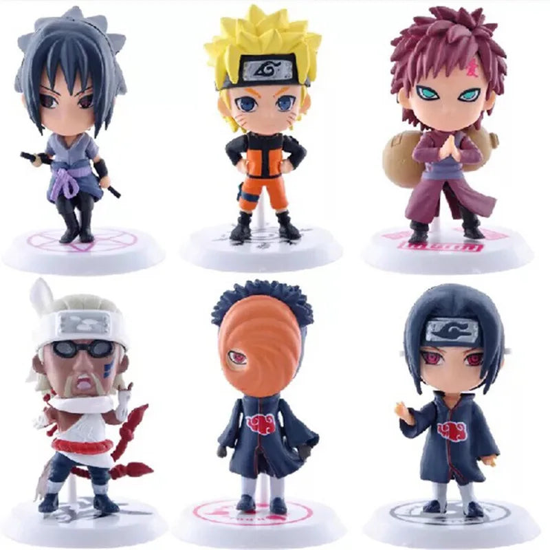 Lot de 6 figurines NARUTO Sasuke Gaara Uchiha Madara 7-8 cm 2 styles de personnalité
