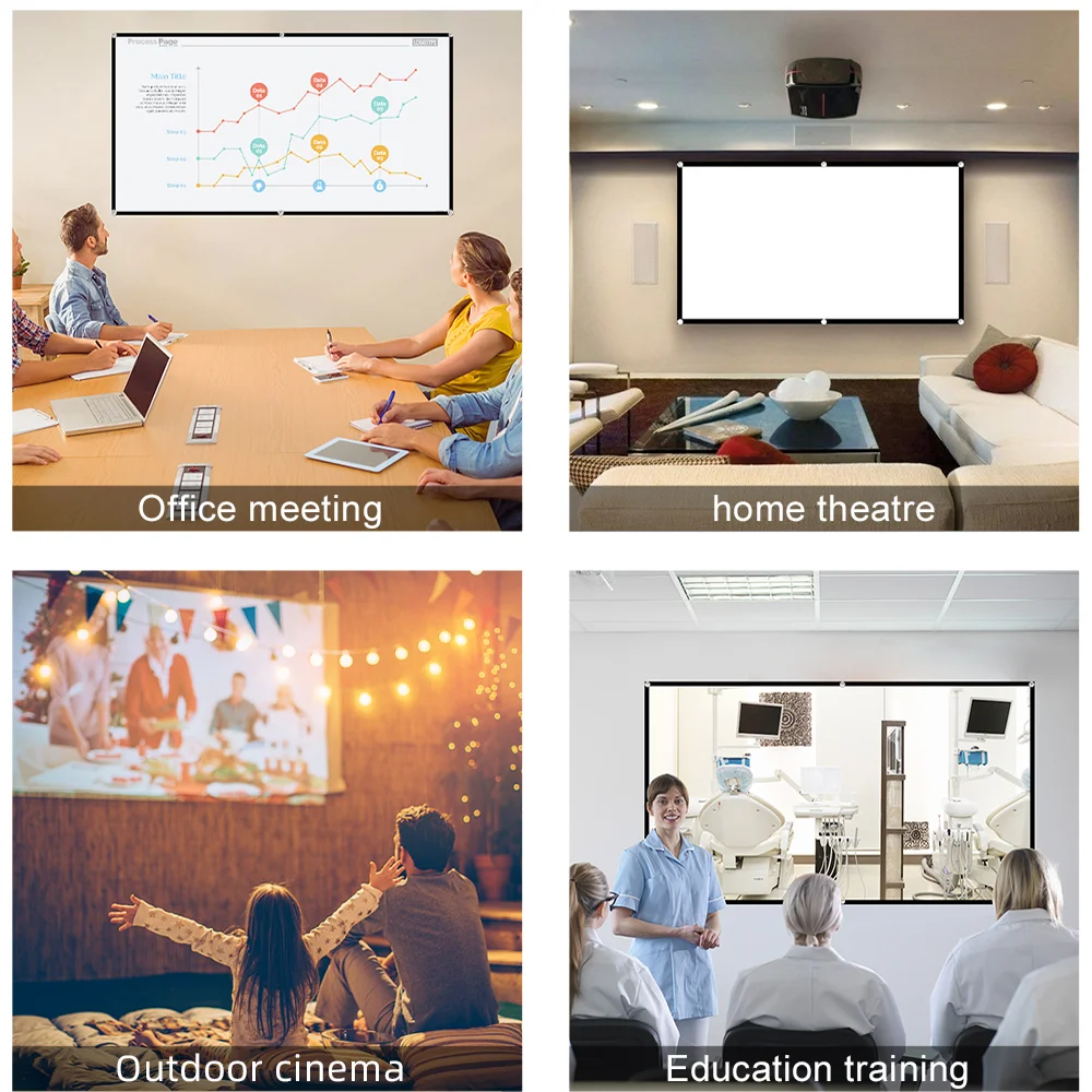 VEIDADZ 60-200 inch Portable Foldable Projector Screen High Density White No Creases Soft Projection Screen 16:9 Indoor Outdoor