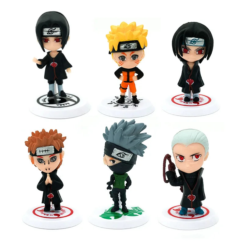 Lot de 6 figurines NARUTO Sasuke Gaara Uchiha Madara 7-8 cm 2 styles de personnalité