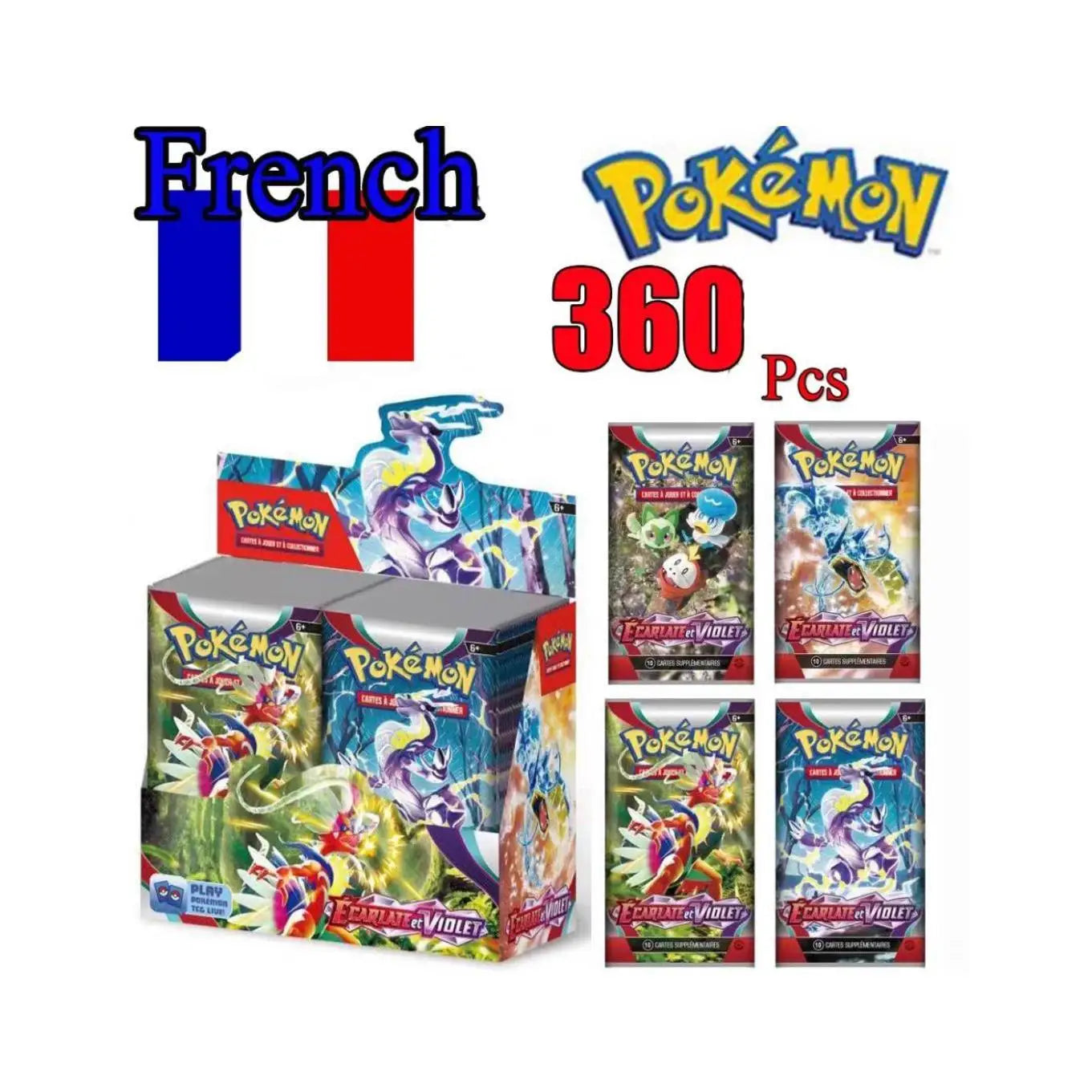 360pcs/box French Series Booster Card Pack Pokemon Board Game Battle Cartoon Anime Collection Cards Toy Gift