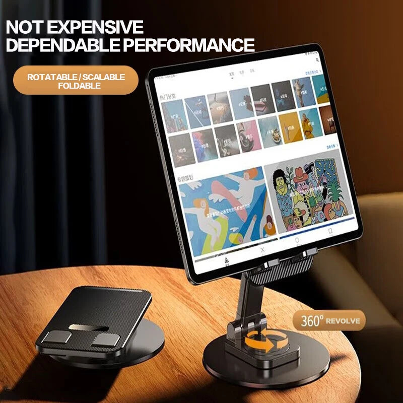 Universal Phone Stand On Desk 360ยฐ Rotating Multi-Angle Non-Slip Metal Base Foldable For Office,iPhone13 14 15Pro Xiaomi Samsun