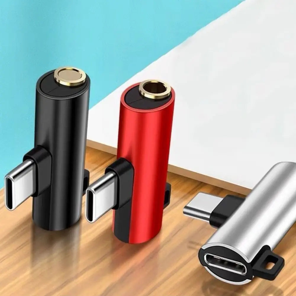 Adaptateur de prise jack Type-C vers 3,5 mm 2 en 1 en alliage avec coude à 90 ° Adaptateur de prise casque auxiliaire Light Talk pour Huawei/Xiaomi/OPPO