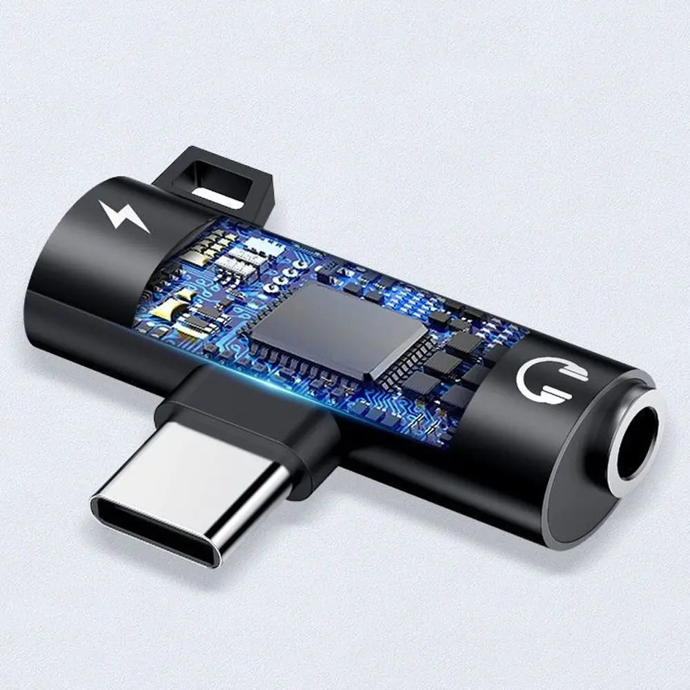Adaptateur de prise jack Type-C vers 3,5 mm 2 en 1 en alliage avec coude à 90 ° Adaptateur de prise casque auxiliaire Light Talk pour Huawei/Xiaomi/OPPO