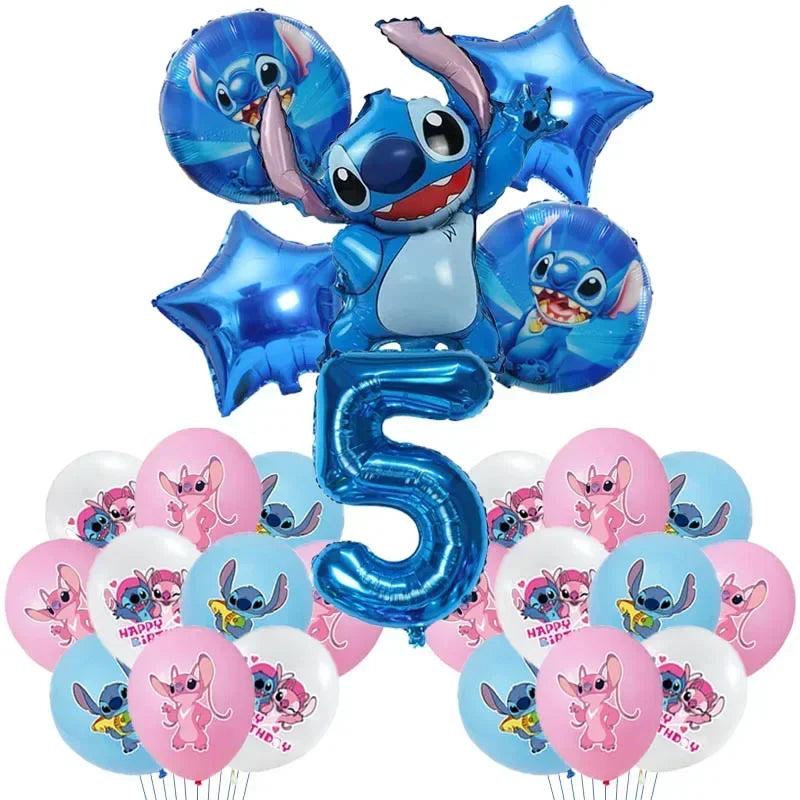 New Lilo & Stitch Birthday Party Decorations Stitch Foil Balloons Disposable Tableware Backdrop Plate Napkin Kids Party Supplies