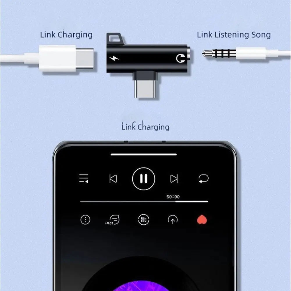 Adaptateur de prise jack Type-C vers 3,5 mm 2 en 1 en alliage avec coude à 90 ° Adaptateur de prise casque auxiliaire Light Talk pour Huawei/Xiaomi/OPPO