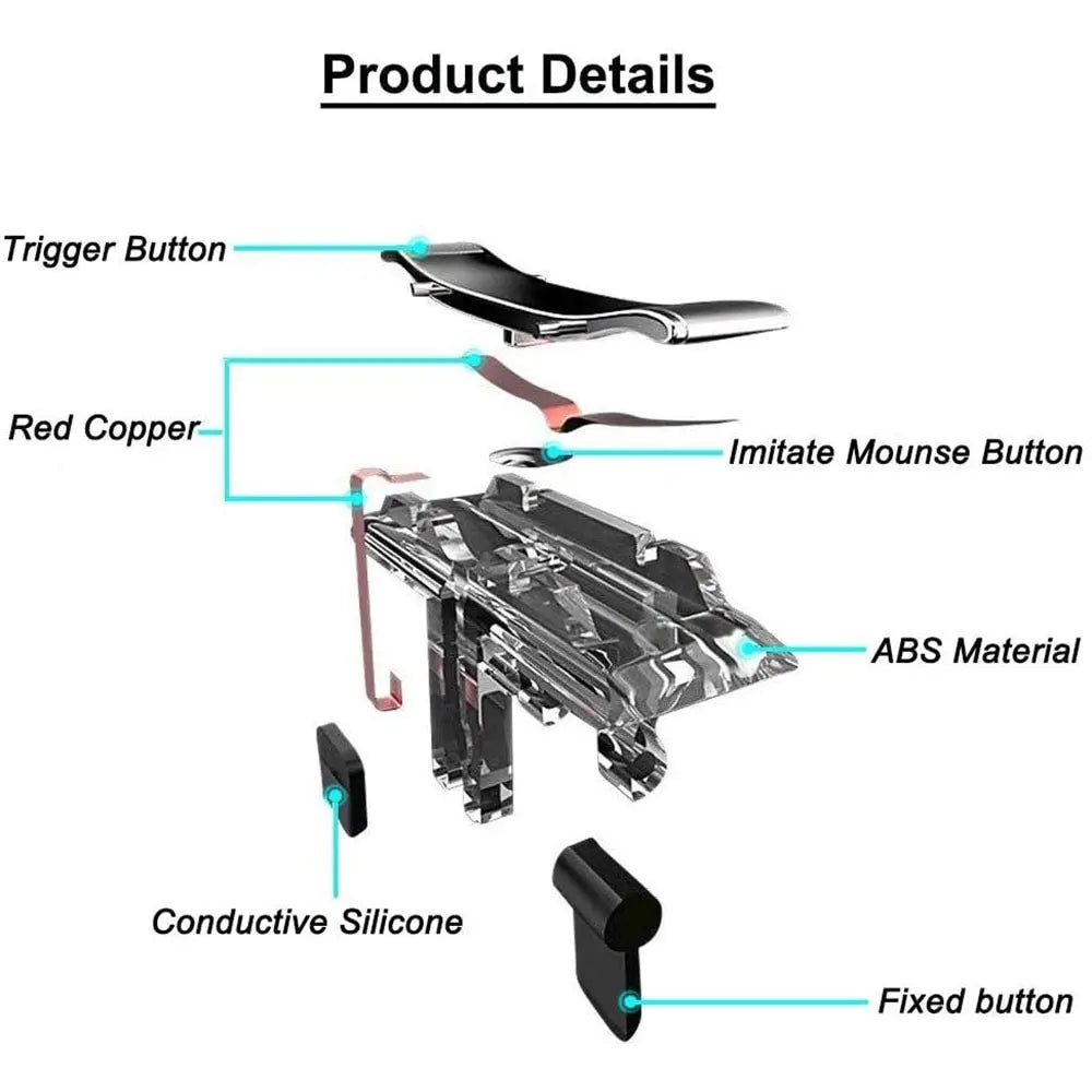 Mobile Game Controller Game Trigger for PUBG/Fortnite/Call of Duty,Shooter Sensitive Controller Joysticks Aim & Fire Trigger