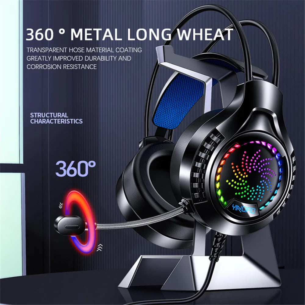 Professional Led Light Wired Gamer Headphones With Microphone For PS4 PS5 Xbox One Computer Bass Stereo PC Gaming Headset Gifts