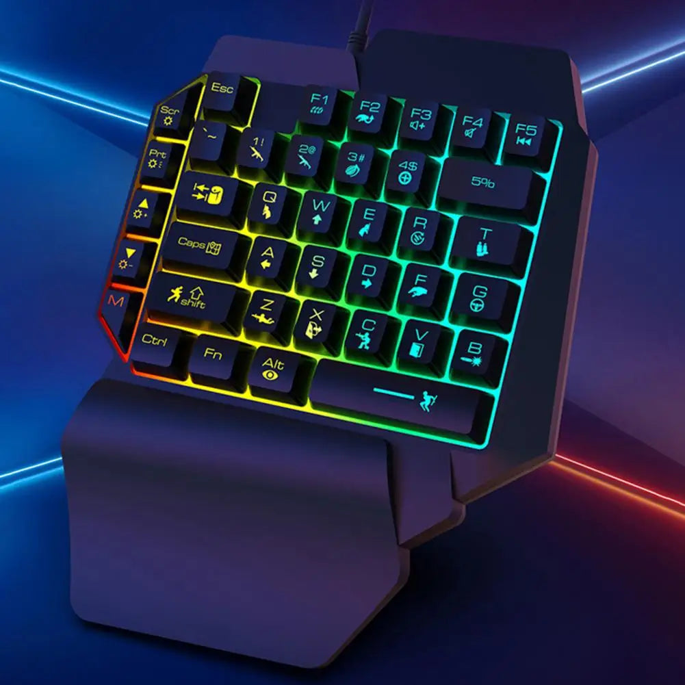 Clavier ergonomique filaire clavier de jeu à une main combo souris pour PUBG PC Gamer Combo Set conception ergonomique pour PC