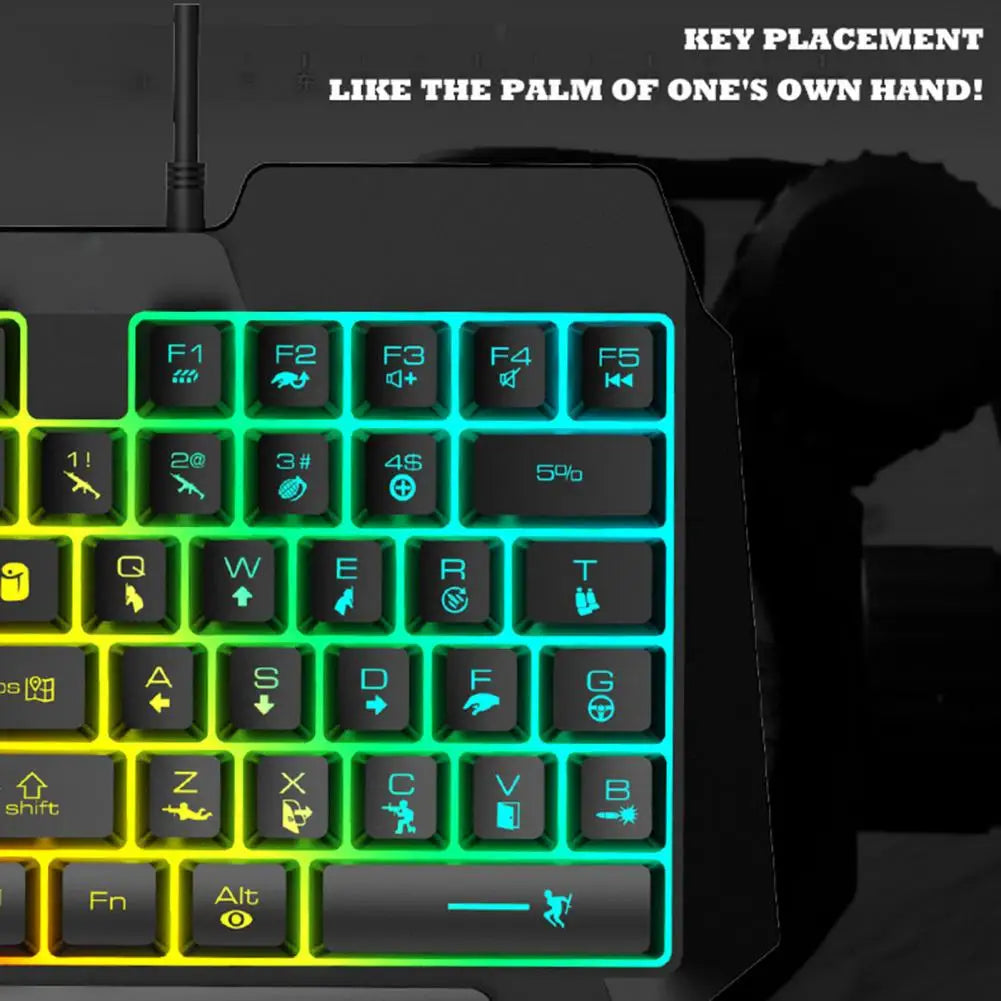 Clavier ergonomique filaire clavier de jeu à une main combo souris pour PUBG PC Gamer Combo Set conception ergonomique pour PC