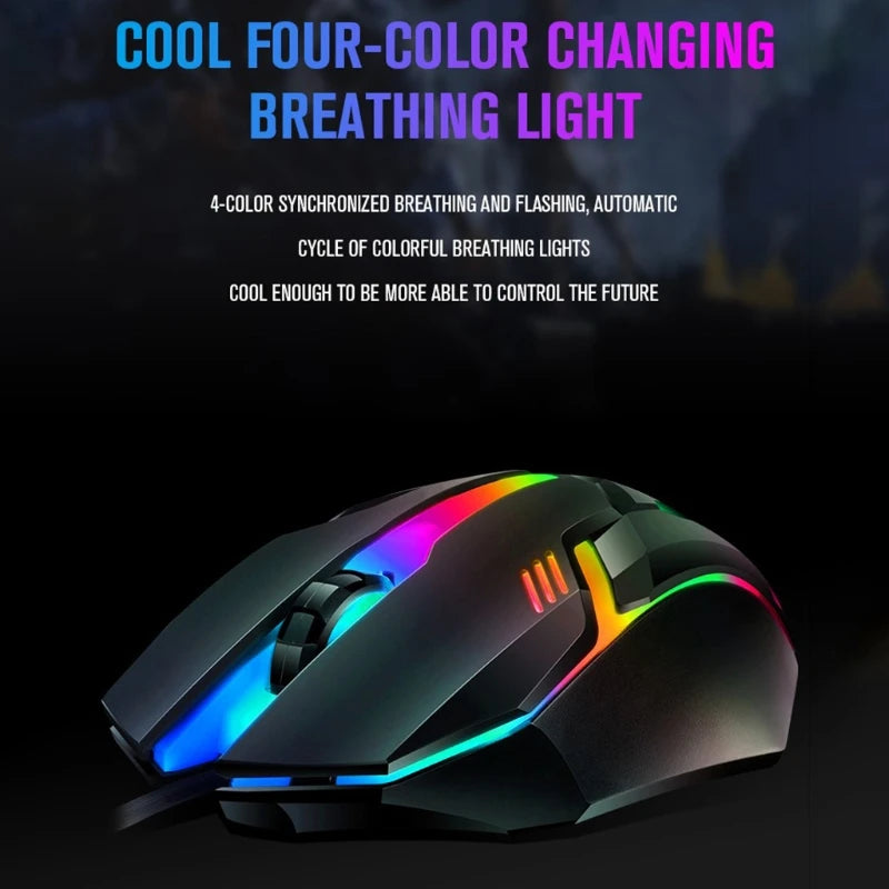 Exquisite 4 In 1 Keyboard Gaming Mouse And RGB Headset Wired Mechanical Keyboard Mouse Headset Kit For Laptop PC Gaming