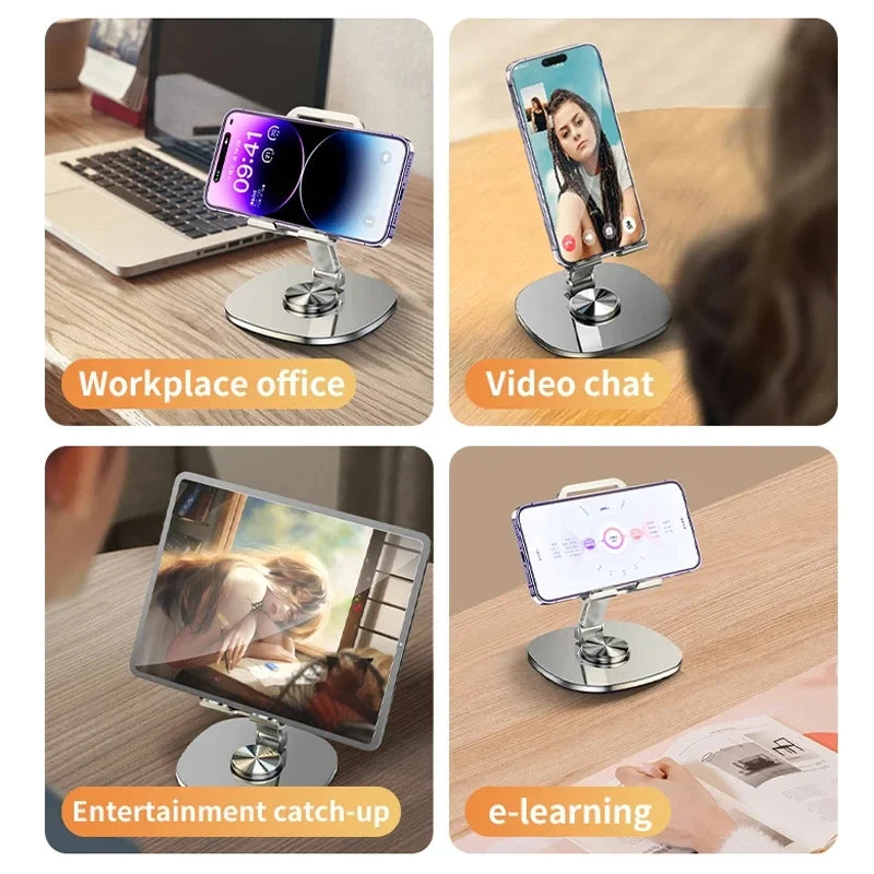 720 Rotate Aluminum Alloy Portable Tablet Holder For iPad Adjustable Flexible Folding Lazy Desktop Live Mobile Phone Mount Stand