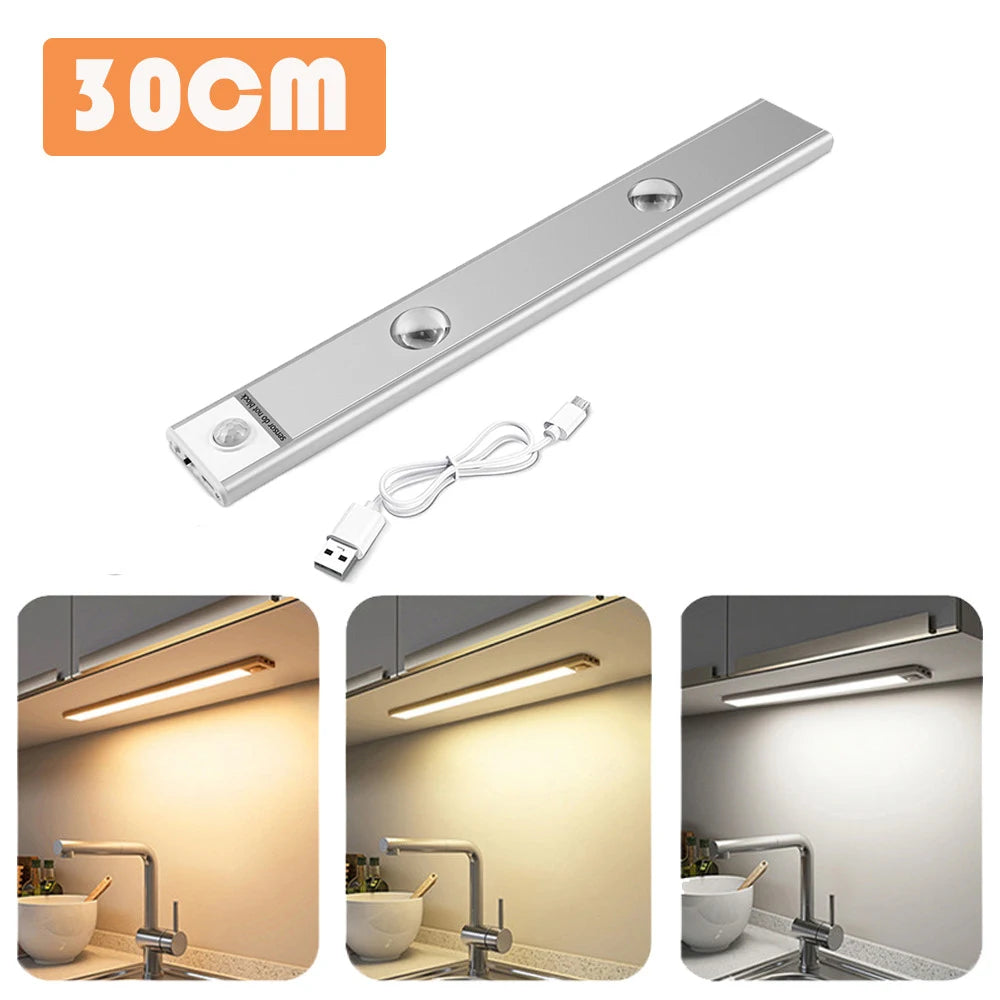 USB Rechargeable Motion Sensor Suitable for Closet Wardrobe Decor Lamp Tube 30cm 40cm Night Light LED Kitchen Under Cabinet Ligh