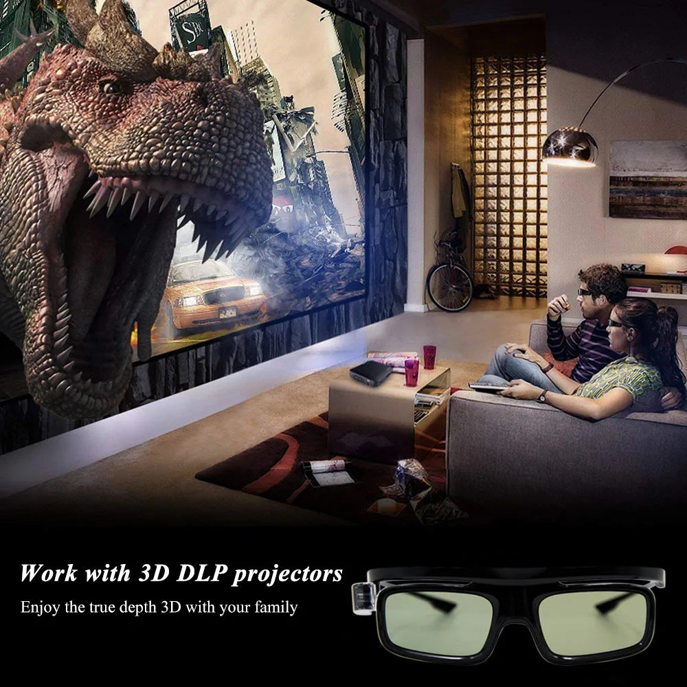 GL1800 Projector 3D Glasses Active Shutter Rechargeable DLP-Link for All 3D DLP Projectors Optama Acer BenQ ViewSonic Sharp Dell