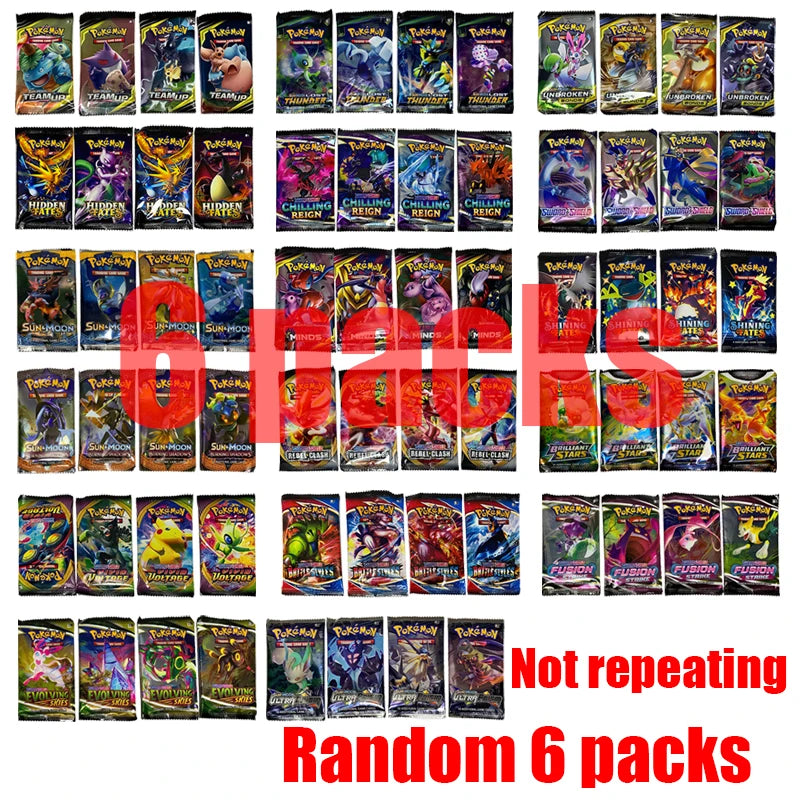 4/12packa Pokemon Cards GX Tag Team Vmax EX Mega Energy Shining Game Battle Carte Trading Collection Cards Toys Children Gifts