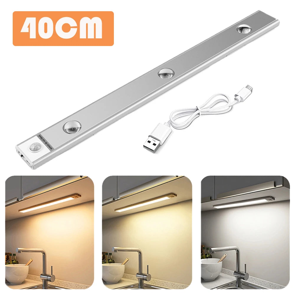 USB Rechargeable Motion Sensor Suitable for Closet Wardrobe Decor Lamp Tube 30cm 40cm Night Light LED Kitchen Under Cabinet Ligh