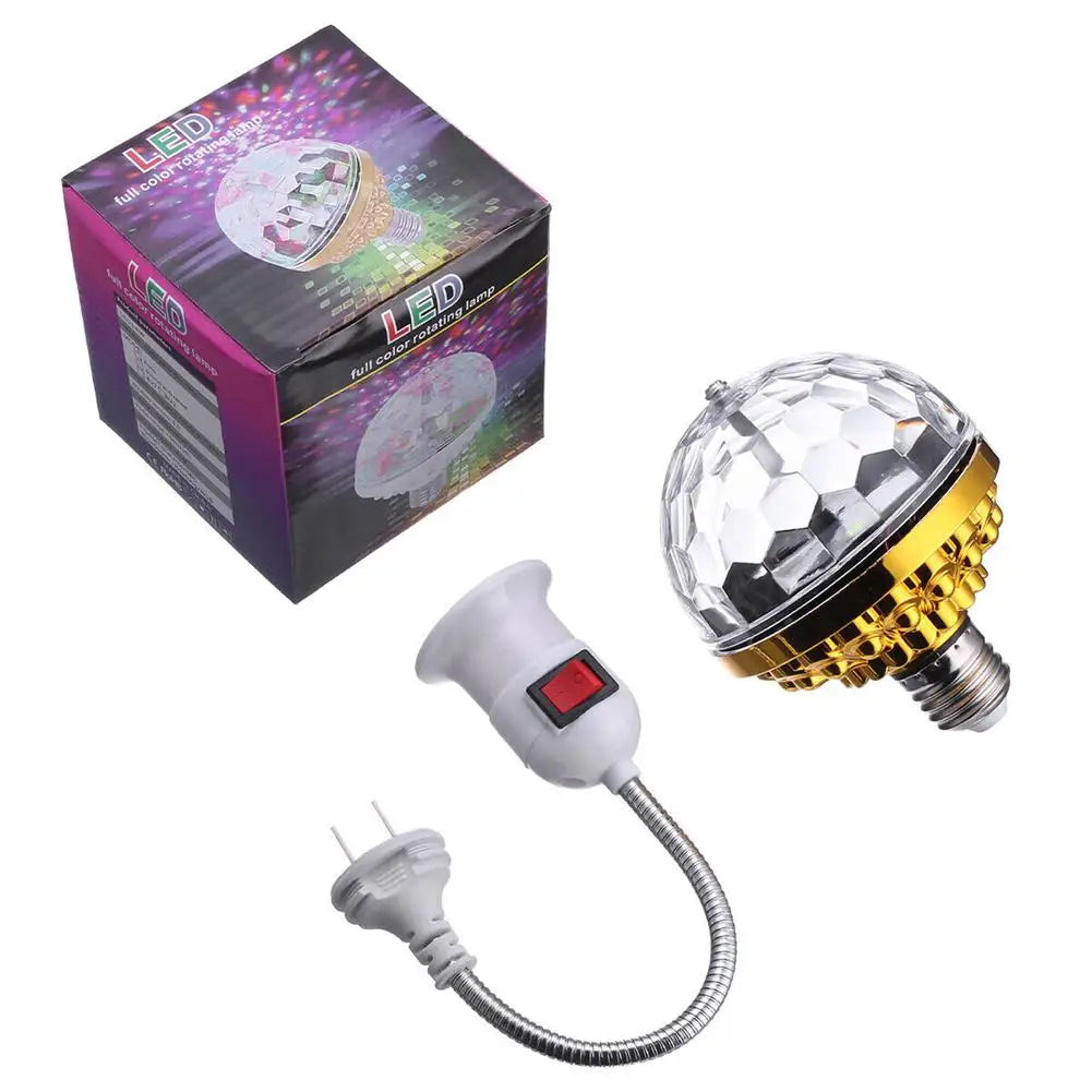 Mini RGB Projection Lamp Colorful Magical Ball Lamps With Holder Switch 360 Degrees Automatic Rotating Party DJ Disco Ball Light