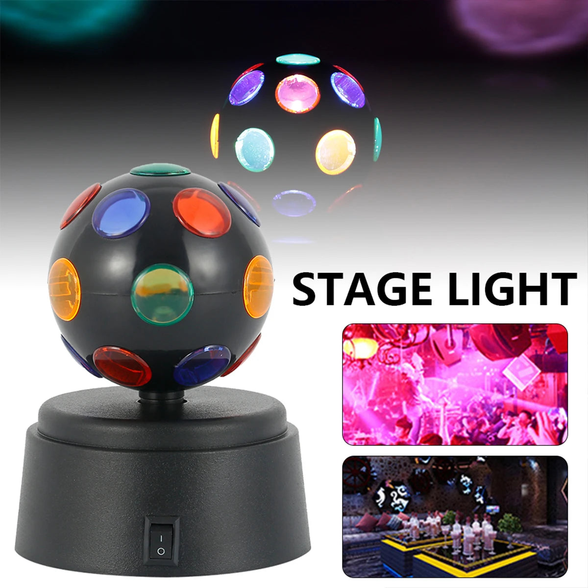 LED RGB Stage Light Disco Stage Rotating Light Crystal Ball Lamp Mini DJ Ball Lamp Flashing Effects for Birthday Wedding Bar