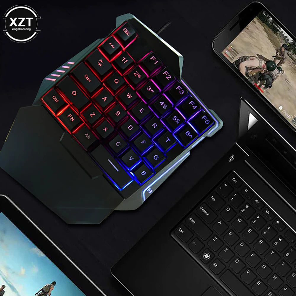 G7 Gaming Keyboard Single Hand Mini Usb Ultra-slim Wired 35keys One Handedly Backlight Keyboard for Laptop Desktop PC Smartphone