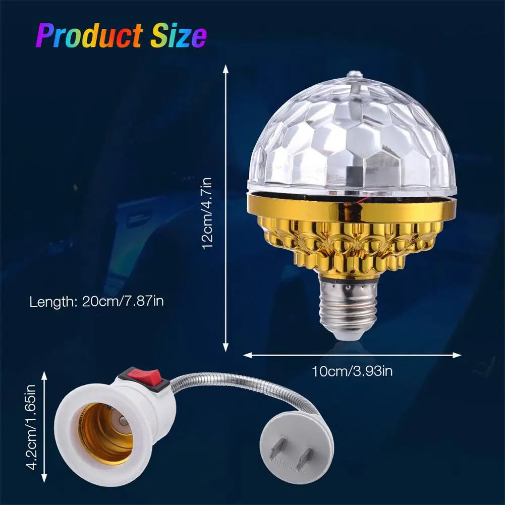 Mini RGB Projection Lamp Colorful Magical Ball Lamps With Holder Switch 360 Degrees Automatic Rotating Party DJ Disco Ball Light