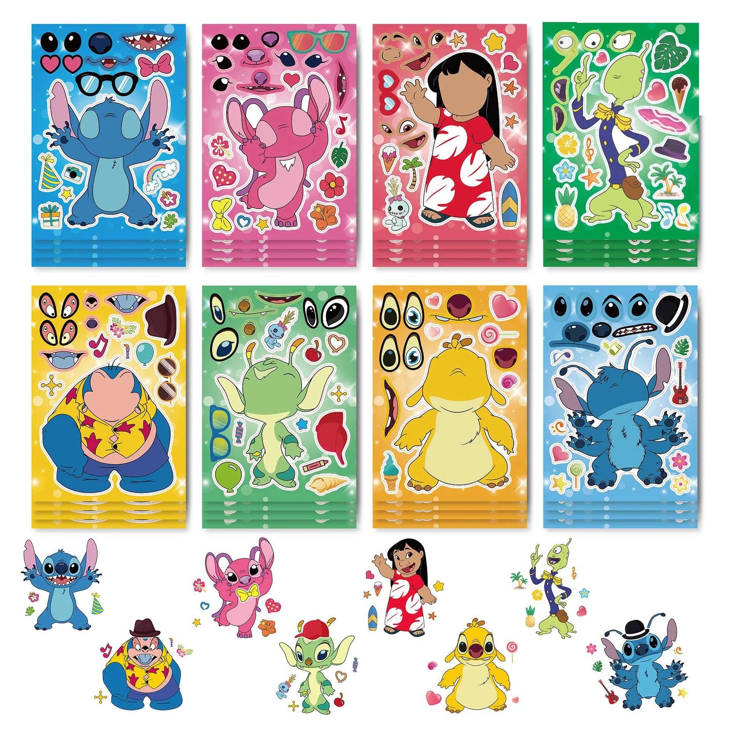 Lilo Stitch Party Gift Supplies Slapping Bracelets Reusable Drinking Straws Stamp face Stickers Bags Ring Kids Birthday Party
