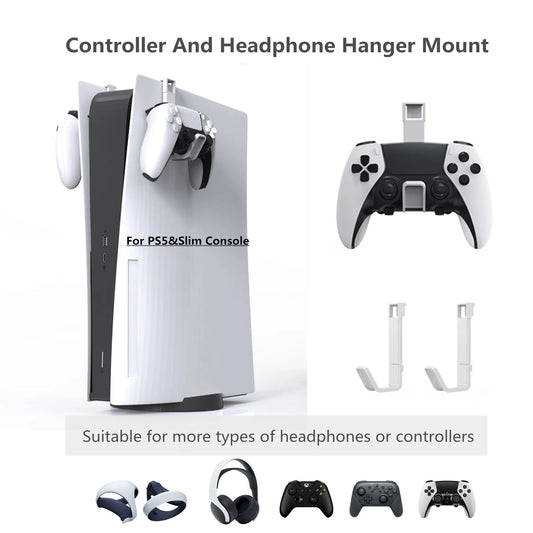 PS5 Slim Accessory Controller And Headphone Hanger Mount For PS5 Headset Stand Holder For PS5 Slim Headset Hook For PS5 Edition