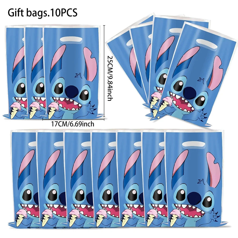 Lilo Stitch Party Gift Supplies Slapping Bracelets Reusable Drinking Straws Stamp face Stickers Bags Ring Kids Birthday Party