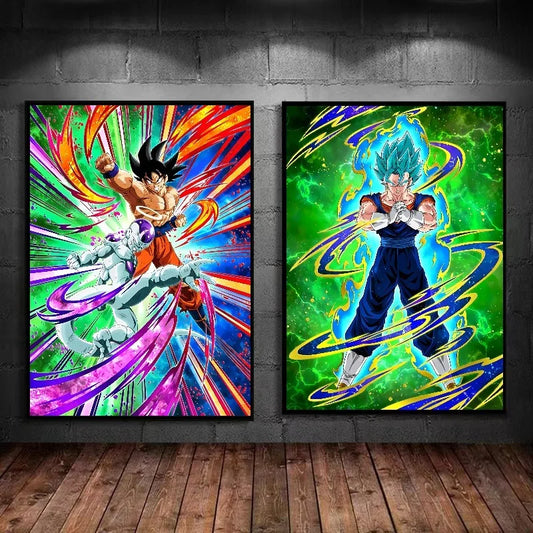 Affiche d'animation Dragon Ball Freezer Vegeta IV Peinture suspendue Peinture murale pour chambre de grand garçon Salle de jeux Salon Décoration Peinture