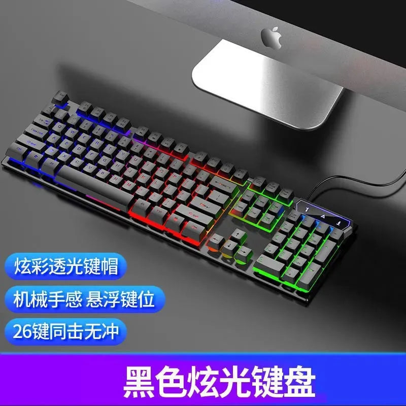 FVQ305s Gaming Wired Keyboard And Mouse Combo Computer Usb Rgb Backlight For Pc Desktop Led Rainbow Light