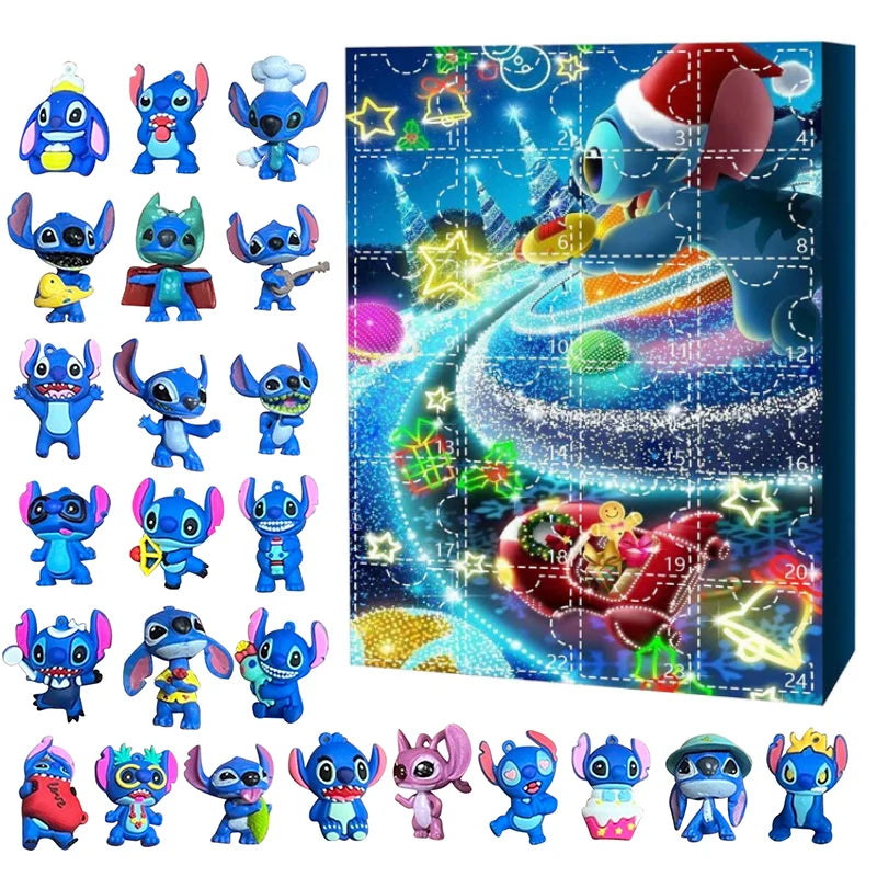 Anime Lilo & Stitch Figure Halloween Angel Christmas Advent Calendar Box Kawaii Stitch Figure Action Model Toys Holiday Gifts