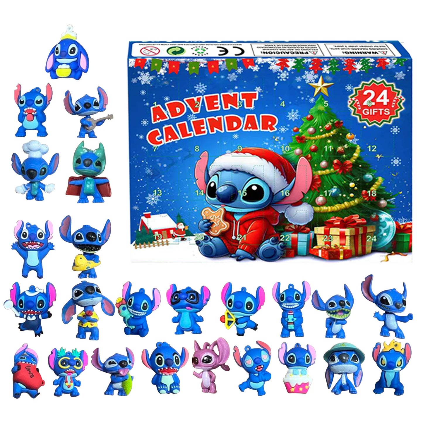 Anime Lilo & Stitch Figure Halloween Angel Christmas Advent Calendar Box Kawaii Stitch Figure Action Model Toys Holiday Gifts