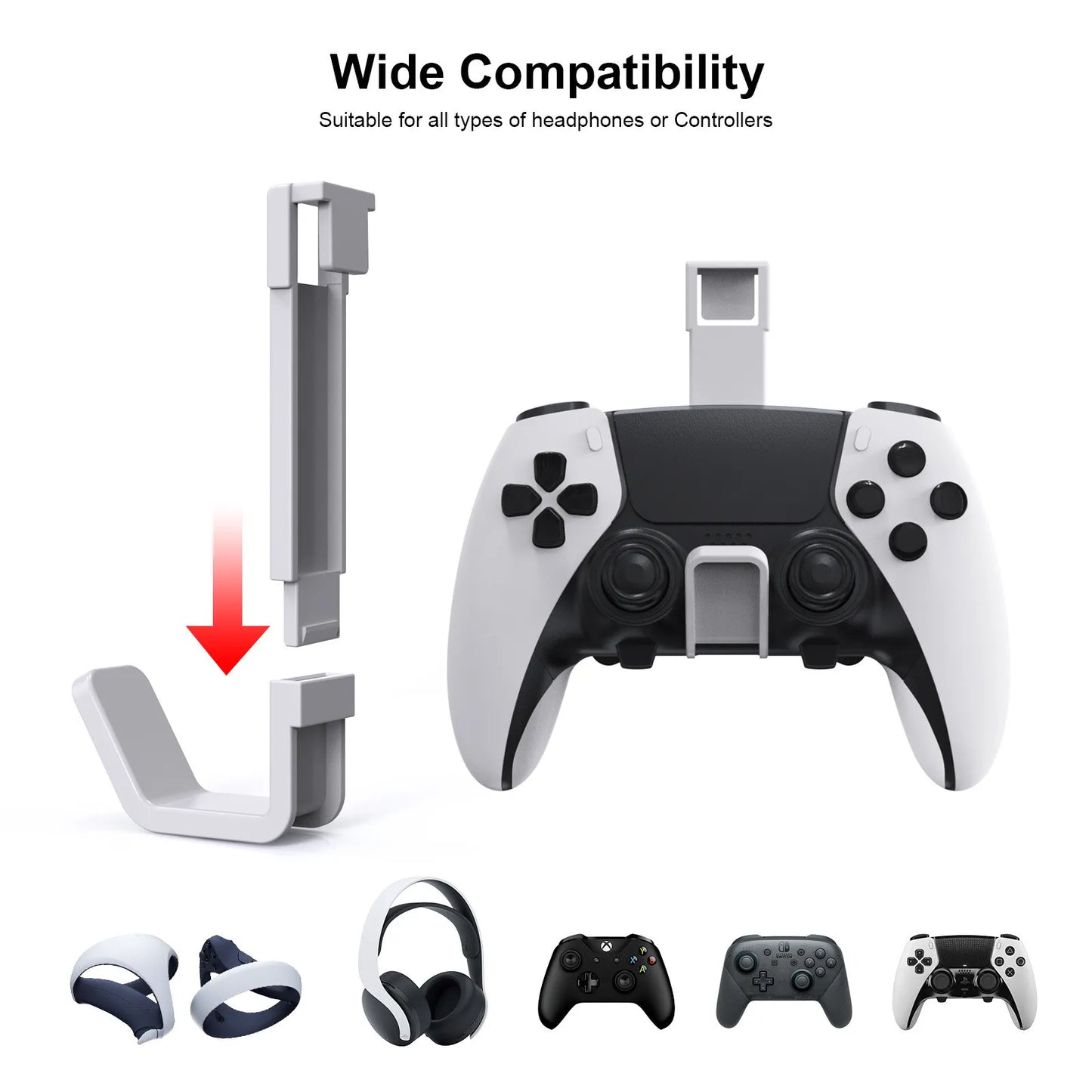 PS5 Slim Accessory Controller And Headphone Hanger Mount For PS5 Headset Stand Holder For PS5 Slim Headset Hook For PS5 Edition