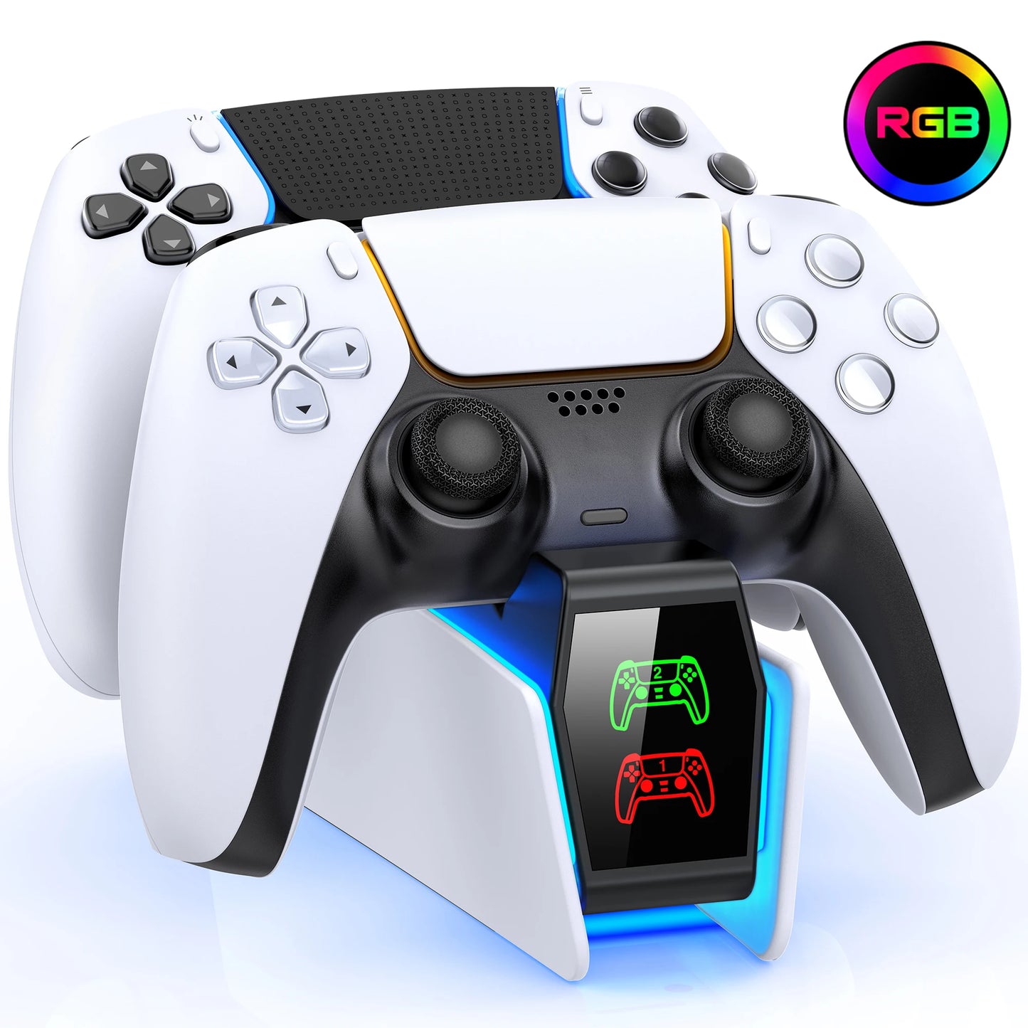 PS5 Controller Charger with RGB Light Dual Stand Charger Dock PS5 Controller Charging Station Accessories for PlayStation 5