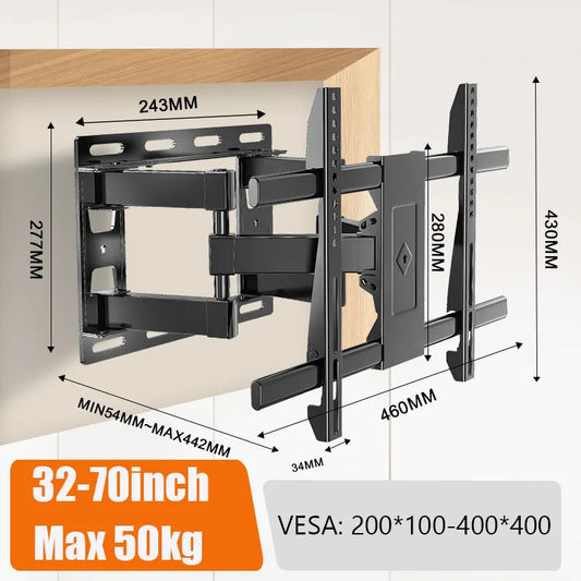 Wall Mount Full Motion for Most 32-70 inch TVs, Swivel TV Bracket with Dual Articulating Arms Tilt Rotation Max VESA 400x400mm