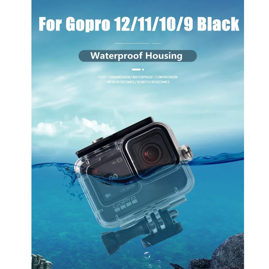 For GoPro Hero 12 11 10 9 Waterproof Housing Silicone Sleeve Case Screen Protectors Battery Side Cover Filter Go pro Accessories