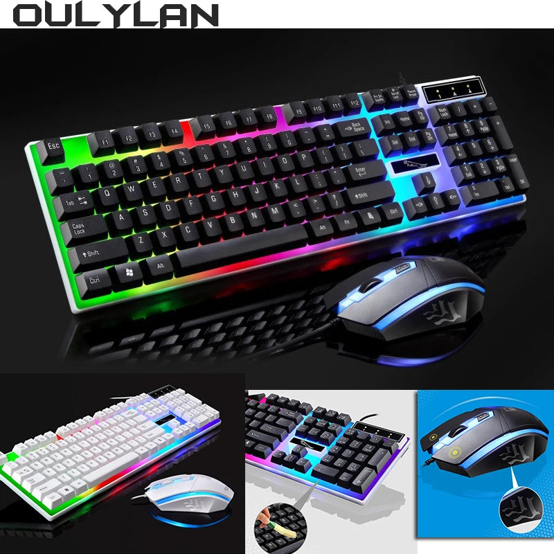 NEW G21 Wired Luminous Keyboard and Mouse Set Home Table Computer Backlight USB wired Mouse Keyboards 2024