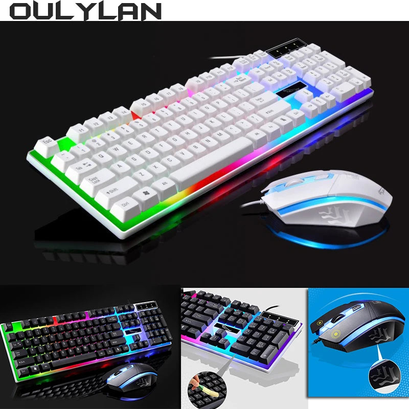 NEW G21 Wired Luminous Keyboard and Mouse Set Home Table Computer Backlight USB wired Mouse Keyboards 2024