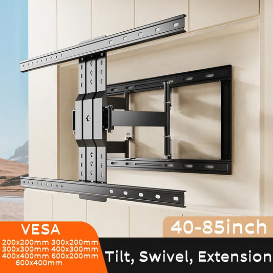 Full Motion TV Wall Mount for 40-85 inch TVs, TV Bracket with Dual Articulating Arms, Tilt, Swivel, Extension, Max VESA 600x400