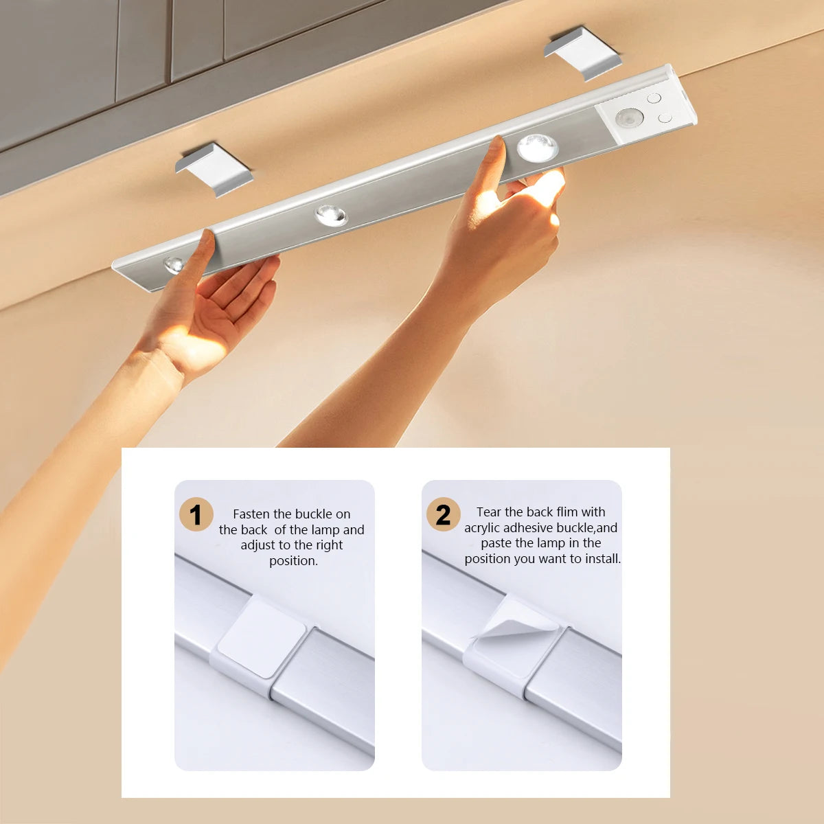 USB Rechargeable Motion Sensor Suitable for Closet Wardrobe Decor Lamp Tube 30cm 40cm Night Light LED Kitchen Under Cabinet Ligh