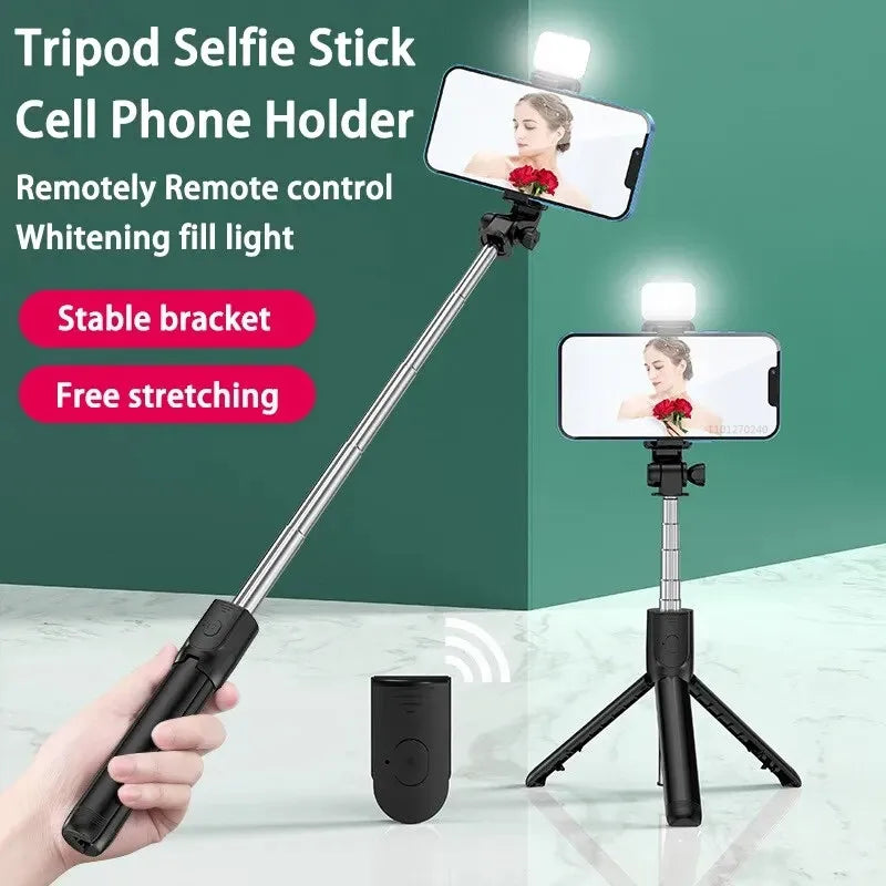 FGCLSY Monopod Remote Shutter Fill Light iPhone Samsung Xiaomi Phone Holder Mini Tripod Wireless Bluetooth Selfie Stick