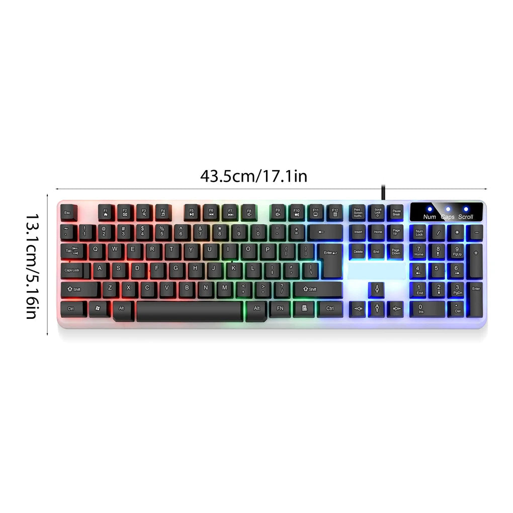 Backlit Wired Keyboard and Mouse 104 Key Strong Wear-resistant Comfortable Feel Keyboard for Business Office