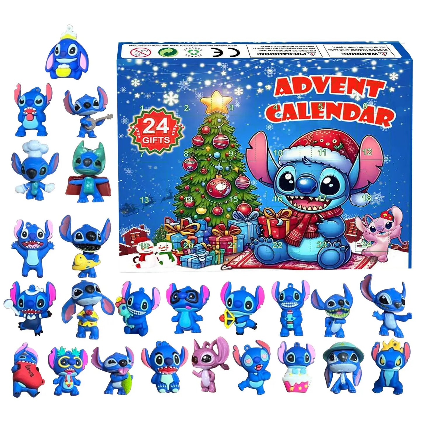 Anime Lilo & Stitch Figure Halloween Angel Christmas Advent Calendar Box Kawaii Stitch Figure Action Model Toys Holiday Gifts