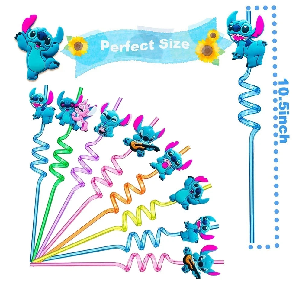 Lilo Stitch Party Gift Supplies Slapping Bracelets Reusable Drinking Straws Stamp face Stickers Bags Ring Kids Birthday Party