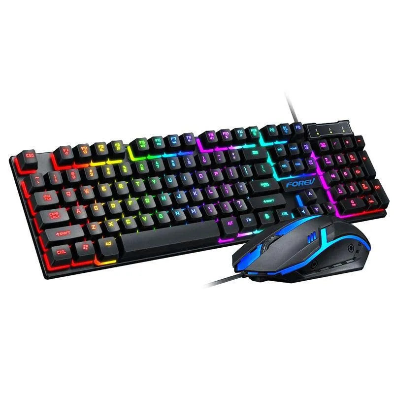 Ensemble clavier et souris filaires de jeu FVQ305s, rétroéclairage USB RVB pour ordinateur de bureau, lumière arc-en-ciel à LED