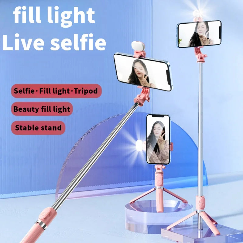 New detachable Bluetooth selfie stick mobile phone holder for TikTok live streaming retractable portable mini tripod with remote