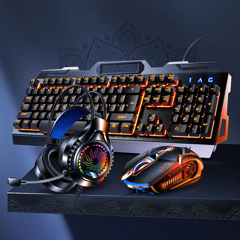 3 In1 RGB Gamer Keyboard Gaming Keyboard and Mouse Headphone Gamer Kit Backlit USB Wired Computer KeyboardFor Pc Laptop Teclado