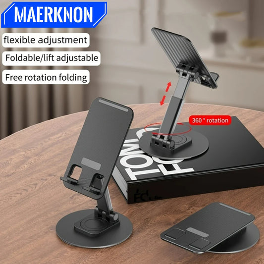 Tablet Mobile Phone Stand 360° Rotating Foldable For iPad Pad Desk Holder Bracket Cellphone Huawei Xiaomi Universal Metal Base