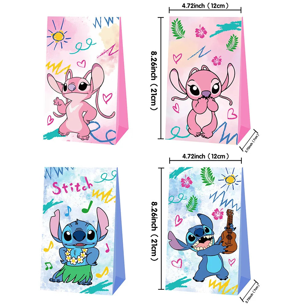 Lilo Stitch Party Gift Supplies Slapping Bracelets Reusable Drinking Straws Stamp face Stickers Bags Ring Kids Birthday Party