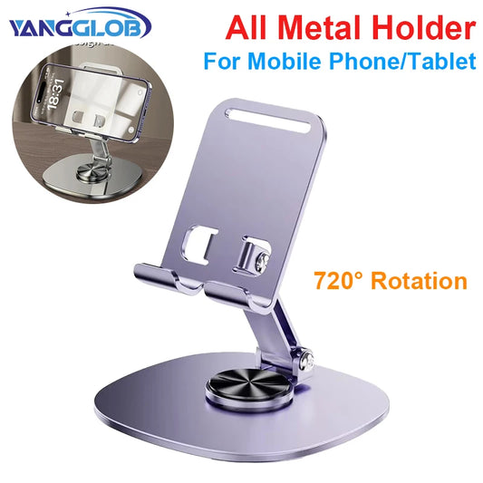 720 Rotate Aluminum Alloy Portable Tablet Holder For iPad Adjustable Flexible Folding Lazy Desktop Live Mobile Phone Mount Stand