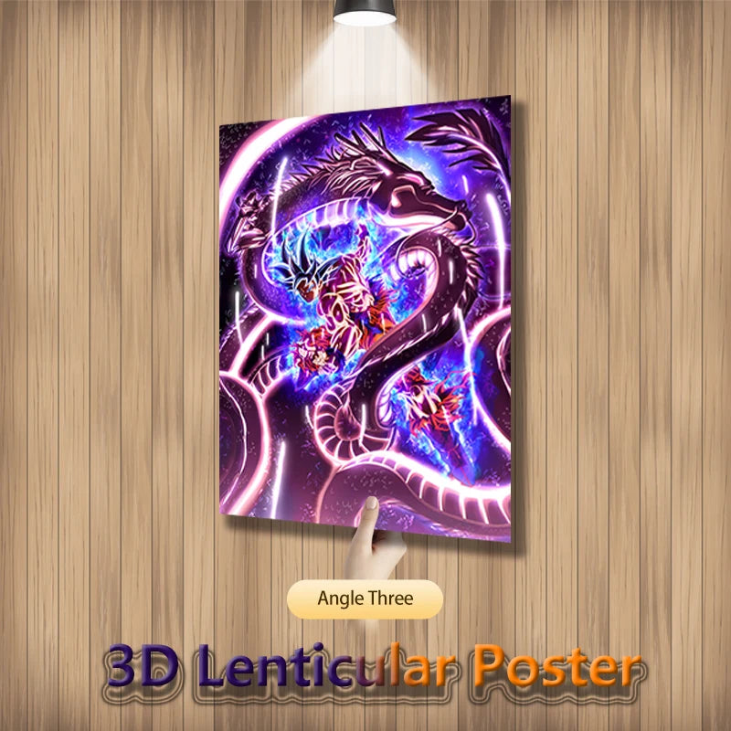 Anime 3D Lenticular Posters Dragon Ball Z Goku Vegeta Frieza Toys Bed Room Decor Birthday Gift Wall Art(Without Frame)